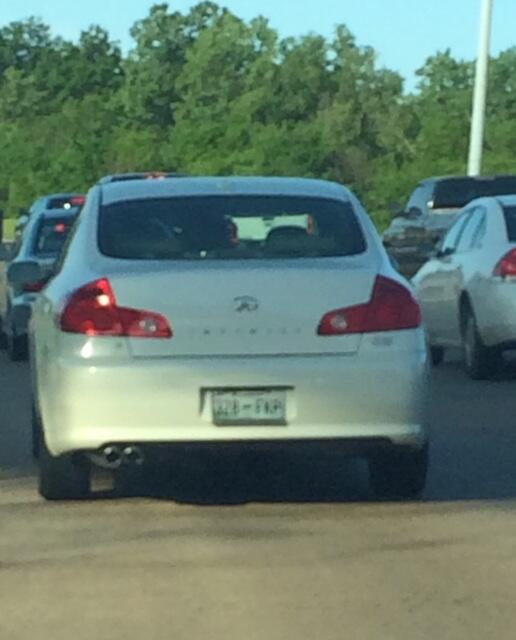OnDemandKerri's tweet photo. While taking this reverse selfie I realized I didn't care for the message the car in front of me had.   F KP?  Rude http://t.co/pAQZ7qNwWZ