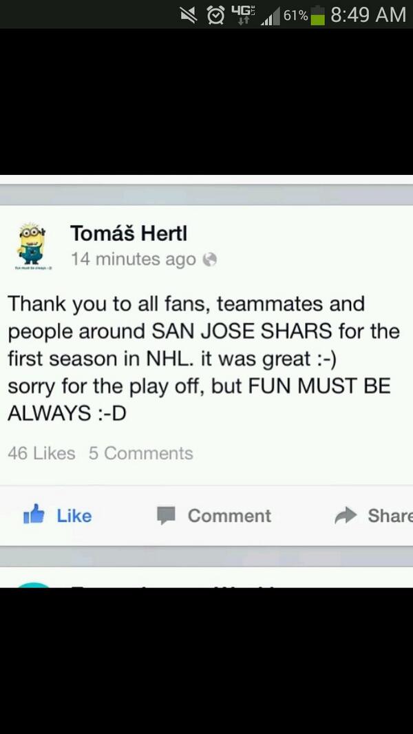 otherjeffhicks's tweet image. #SHARS RT @Sharkfan20: Hertl everyone hahah