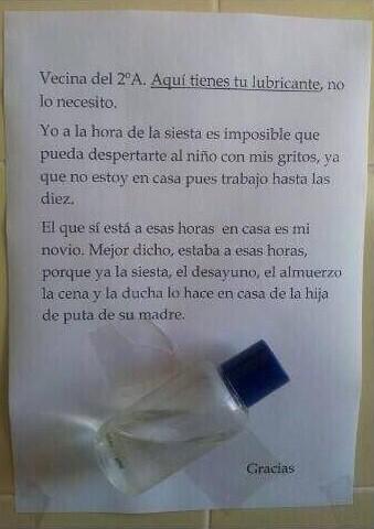 Colmenero's tweet photo. ¿Os acordáis de la vecina del 2ºa? Pues ya contestó. http://t.co/GiTWouEyzp