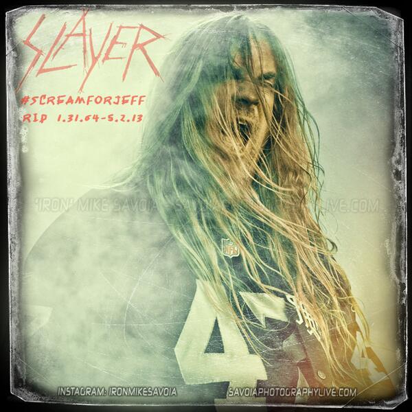 ironmikesavoia's tweet photo. #screamforjeff Slayer's Jeff Hanneman gone but not forgotten. #slayer #JeffHanneman #hanneman #esp #espguitars #rip http://t.co/BpYBZmyLla