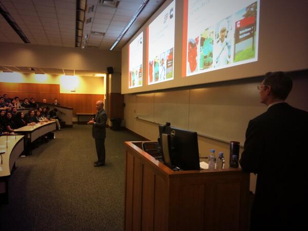 blairwest_'s tweet photo. "@Cummins: Purdue University President @purduemitch introducing Tom Linebarger to attendees.  #cummins http://t.co/birNZ3199S"