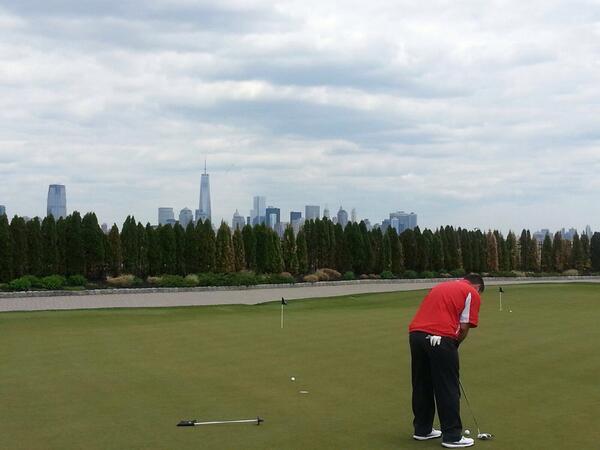 MikeMirandaGolf's tweet photo. Practice round at Liberty National golf course. What a view !!! http://t.co/W0NDSJYmwt