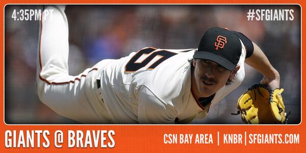 SFGiants's tweet photo. Tim Lincecum and the #SFGiants battle Atlanta in the series opener at 4:35 pm PT. http://t.co/6CX6Ab3dPM http://t.co/UocymDDgSz