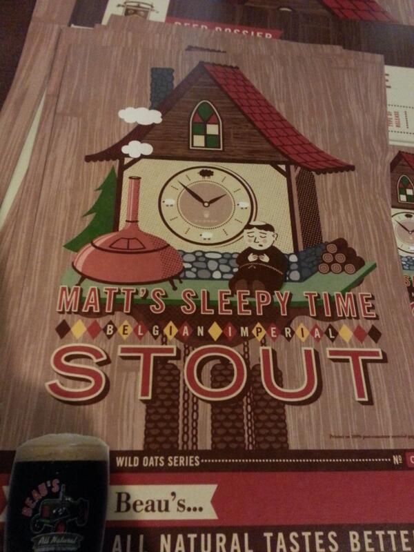 TBXwindsor's tweet photo. Newest Stout from Beau's coming to the taps soon Matt's Sleepy Time Stout 8.5%. http://t.co/KsgBw4iw1T