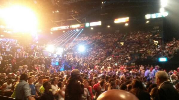 Absolutley packed for #TheMoment weigh-in Vegas is buzzing before #KhanCollazo #MayweatherMaidana #BronerMolina