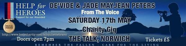 Sharronwhales's tweet photo. @HelpforHeroes @Grantholt31 @DeVideTheBand @futureradio @norfolkgigguide @EDP24 http://t.co/if4D5oRHbZ plsRT http://t.co/VmGckWBLEh