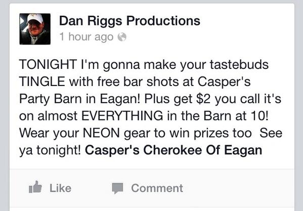 Dan Riggs (@riggs) on Twitter photo Watch the <a href="/mnwild/">Minnesota Wild</a> game tonight <a href="/CaspersCherokee/">Casper's Cherokee </a> then let's party!! <a href="/tcasper06/">Tracey Casper</a> @djdontjoshme Watch the <a href="/mnwild/">Minnesota Wild</a> game tonight <a href="/CaspersCherokee/">Casper's Cherokee </a> then let's party!! <a href="/tcasper06/">Tracey Casper</a> @djdontjoshme