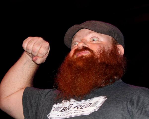 wrestlingandy's tweet photo. Big Boy Flexin at the #WIBeardOff competition in Madison. @BigRedBeardComb #BigRedMascot http://t.co/Dv9s7CTVuX