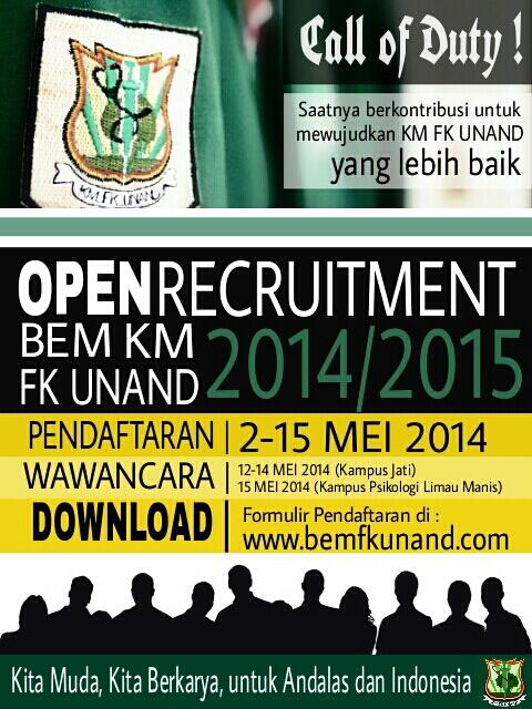 kmberdikari's tweet photo. Halo warga KM, oprec utk kepengurusan @bemkmfkunand 2014/2015 sudah dibuka lho, ayo bergabung utk km yg lebih baik :) http://t.co/ZeWMKWFUy8