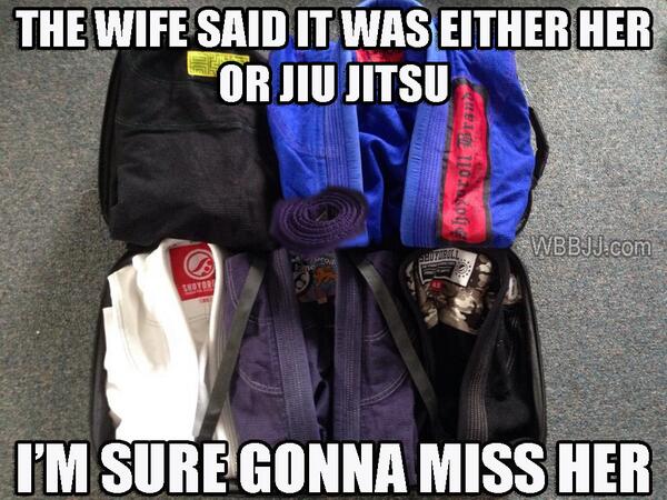 RenzoGracieDenv's tweet photo. Lol...too bad you couldn't get her to train with you. ;) "@WhiteBeltBJJ: #BJJ #BJJmeme #BJJmemes #SorryGottaGo http://t.co/O8AbI0TdwW"
