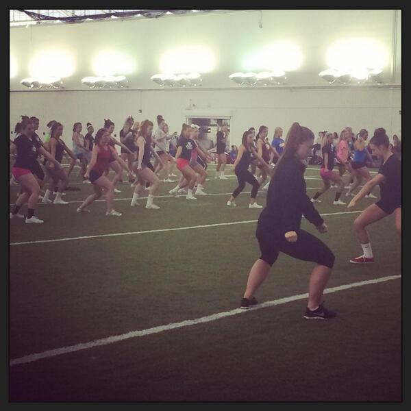 CycloneCheer's tweet photo. Wrapped up Day 1 of tryouts! Ready for tomorrow! #tryouts2014 #ISUCheer http://t.co/TuurcS5vEY