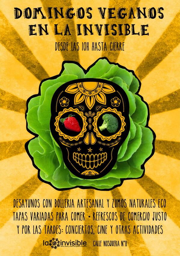 Quinoa_vegana's tweet photo. Los domingos son veganos en @LaCasaInvisible, todo el día! Desayunos, reposteria, zumos, tapas y actividades varias! http://t.co/OQ2J9qWCSZ