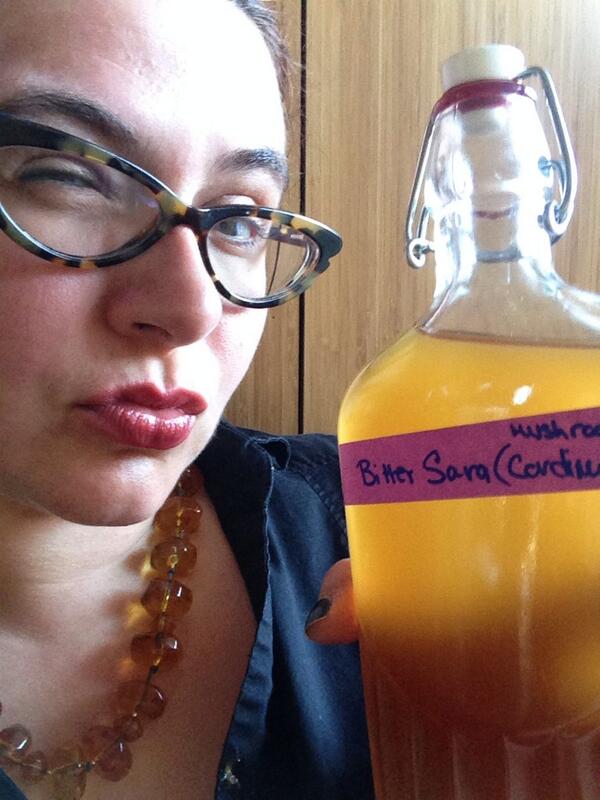 I made bitters (chanterelle &amp; cardamom) come taste! #BitterBetter <a href="/MuddyLeek/">Farmers And Cooks</a> @GreenBarDrinks