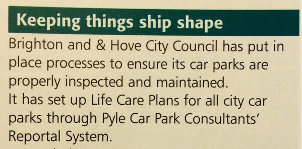 Nice mention in @ParkingReview from @BrightonHoveCC #quality #structuralsafety