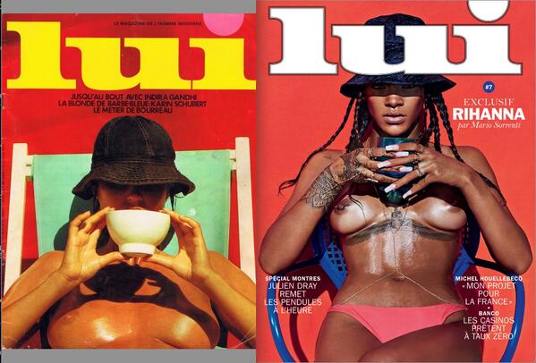 AChoyKay's tweet photo. @rihanna 's @lui Magazine cover by #mariosorrenti was inspired by a 1972 cover from the same magazine #rihanna #Lui7 http://t.co/AEiD981mFm