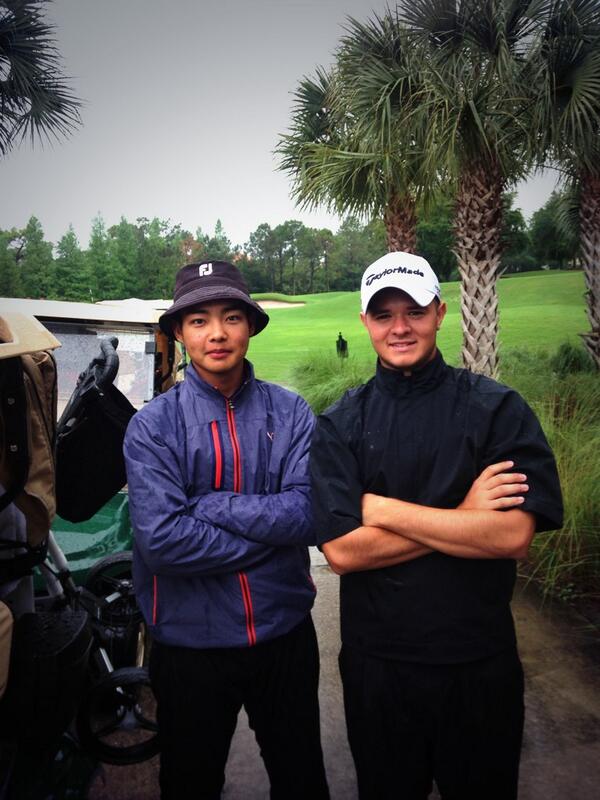 BalckeGrant's tweet photo. The boys Jose Calanda @ChinThomasYint weather geared up and ready to resume @GGGAgolf #gameon http://t.co/0Mgg7Q2d5D