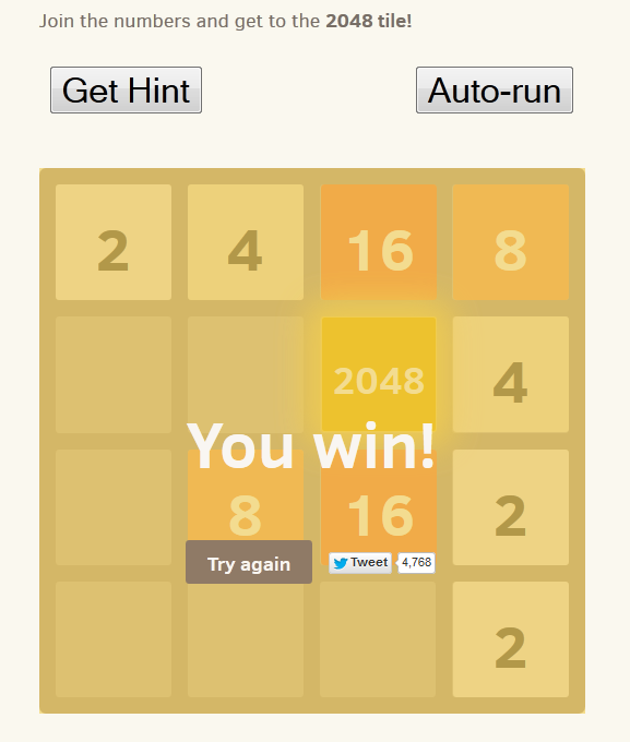 erangatennakoon's tweet photo. OMG! #2048game #2048ai http://t.co/WIETNnHOjW