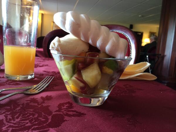fresh fruit pavlova, meringue caterpiller and a creamy vanilla chantilly not just any food fairways hotel food
