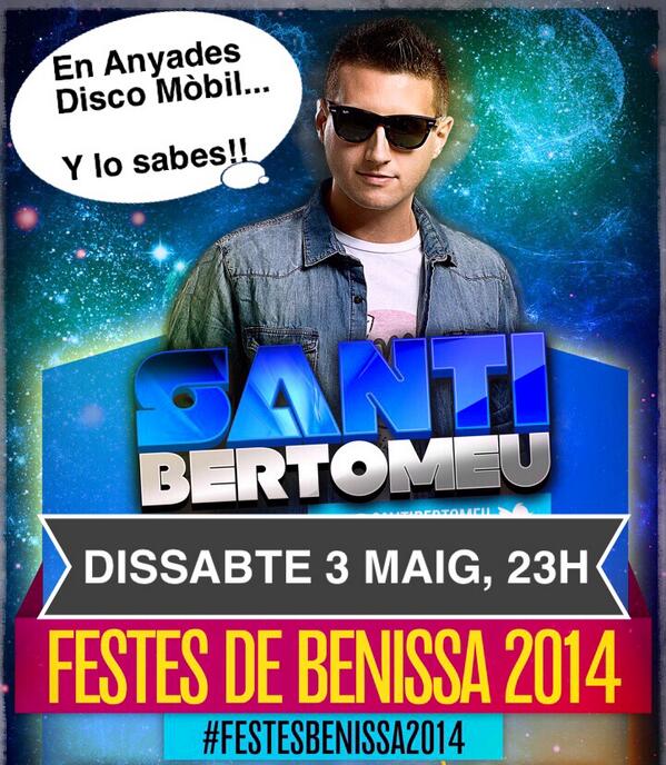 SantiBertomeu's tweet photo. Esta nit a partir de les 23h, DiscoMòbil #FestesBenissa2014 @FestersBenissa Al Liooo #BenissaTremola #Anyades RT RT http://t.co/vuW916QPKL