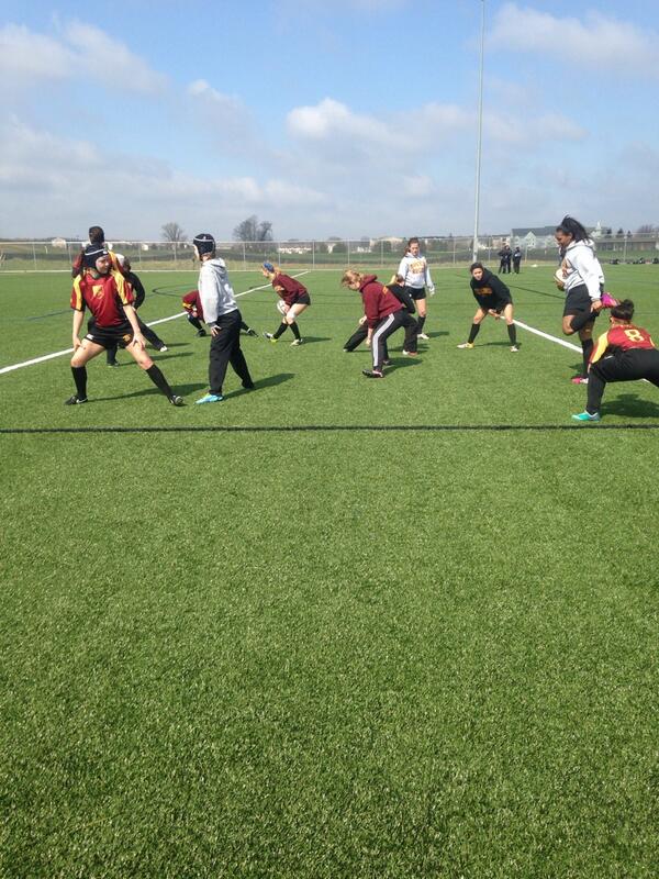 Warm ups have began. Kick off at 11:40! #rugby