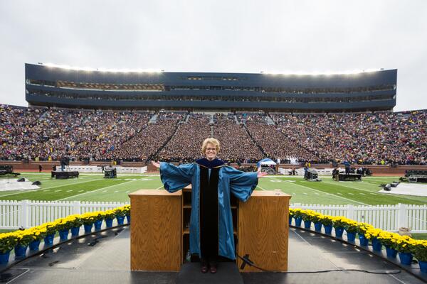 UMich's tweet photo. One last item for Mary Sue Coleman's #UMichBucketList list - to take a photo with YOU! #ThankYouMarySue #MgoGrad http://t.co/PvTyL8acoB