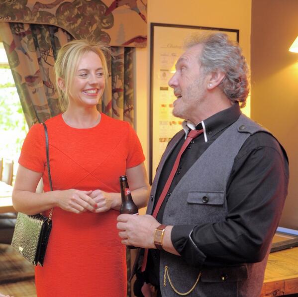 Michelle with #bobbarker at the #pipeandglass 1st public viewing of 'A Table For Two' - a great night &amp; great food.