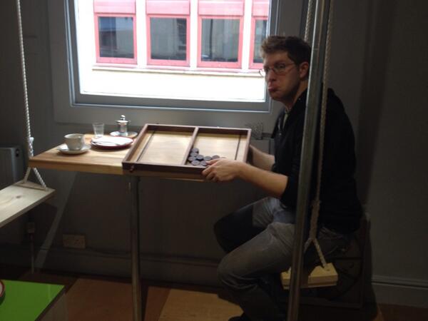 MissPandabel's tweet image. Just found Playground... A cafe with swings and games and cakes and tea! #bristol