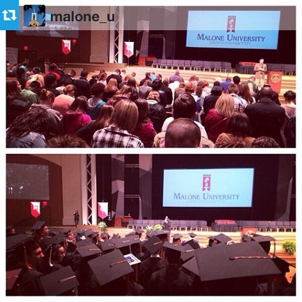 MaloneU's tweet photo. Such a cool transformation from rehearsal to graduation day - Thanks, @BethKerlin! #MyMaloneInstagram #MaloneGrad http://t.co/MPuZRmJt0v