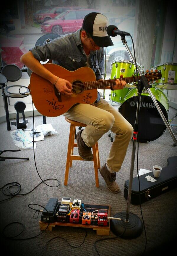 Our Acoustic Café is underway! Come on in out of the rain for <a href="/christhompsonmu/">Christopher Thompson</a> and a free cup a joe! #brantford