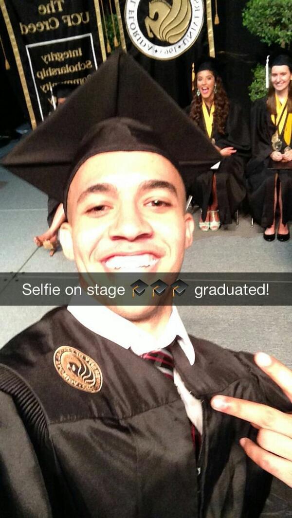 FlyWarner's tweet image. Lil bro decided to join in on the selfie action. #graduationselfie