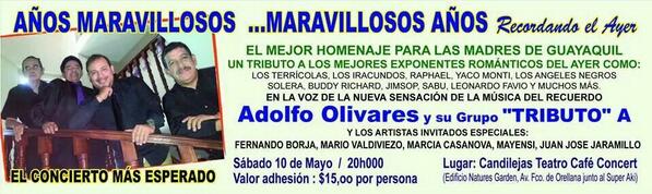 radioGlobalTeam's tweet photo. @ciclondelasalsa Gran homenaje a las madres, concierto del recuerdo! Separa tu lugar ya! @Cristian_pinoar @YoInvitoEC http://t.co/x5Z3SfGQ5V