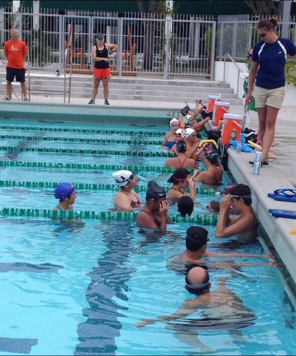 Hurricane Aquatics, U.S.A. Swimming,      Early morning practice, University of Miami, FL., Pool Facility, Go Canes!