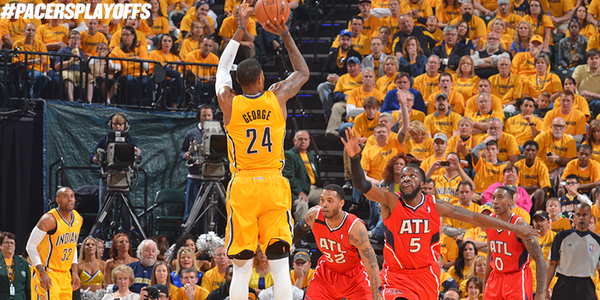 Pacers's tweet photo. Paul George's 30 points tonight is his highest scoring game of this First Round Playoff series. http://t.co/41EIBXZONt