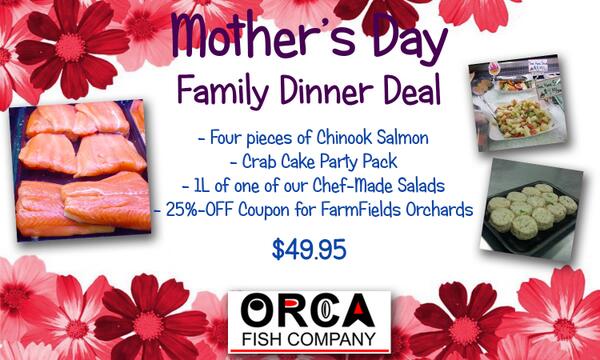 OrcaFishCo's tweet image. Skip the reservations &amp;amp; treat Mom to a deliciously fresh #DinnerDeal this #MothersDay! #Organic #ChinookSalmon mmm