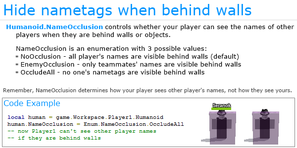 Roblox Dev Tips On Twitter Hide The Names Of Players When They