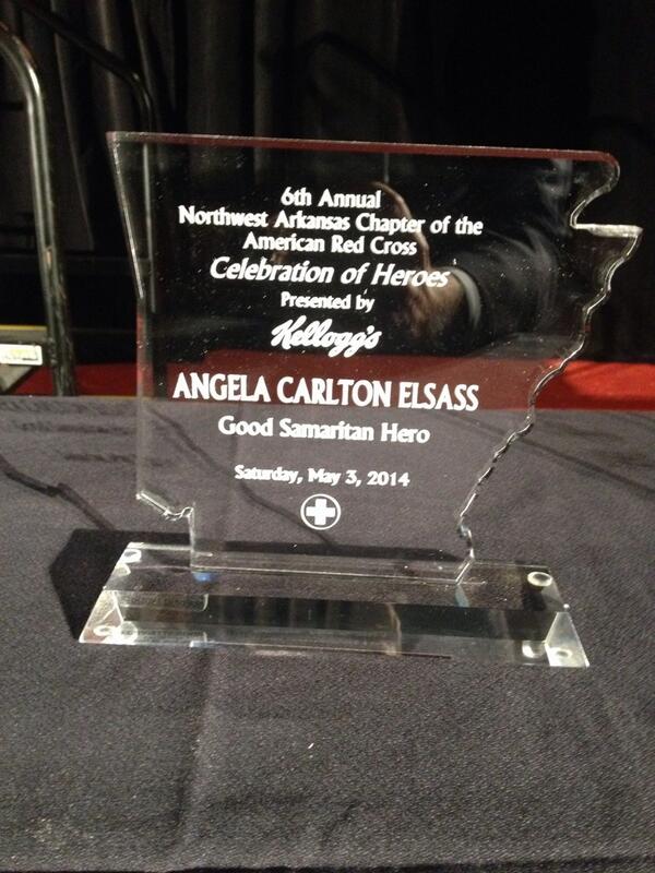 So proud to be presenting Angela Elsass a Red Cross Hero award tonight.  #arhero