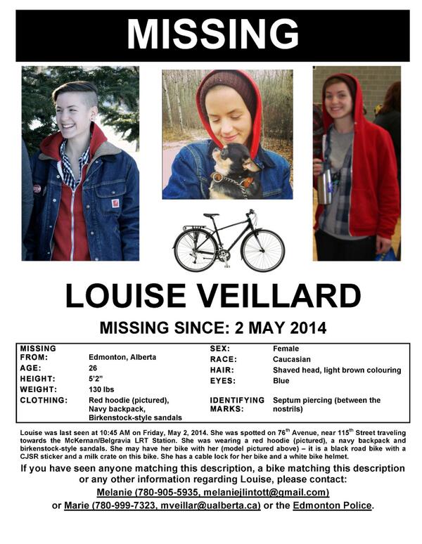 KristopherWells's tweet photo. IMPORTANT #LGBTQ Missing Person Alert: Help #findlouyeg. RT &amp; bring her home safe. @edmontonpolice investigating. http://t.co/AahN2JZEkQ