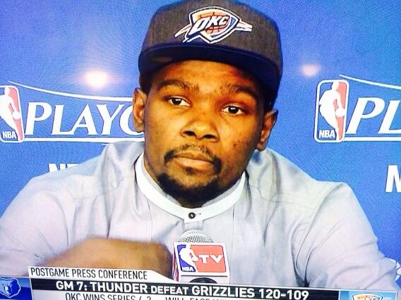 davidfholt's tweet photo. .@kdtrey5 was evidently ordained after the game. I have no objection. #FatherKevin #WeAreThunder http://t.co/9o42FVrNeB