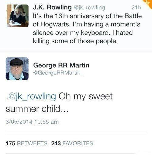 J.K. Rowling vs George R.R. Martin : r/funny