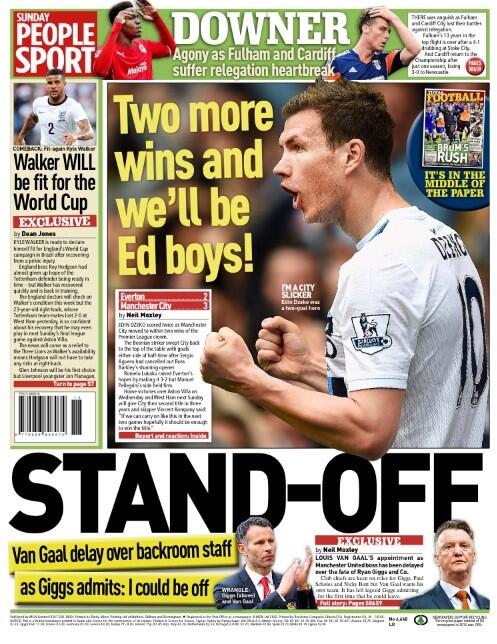 PeopleSport's tweet photo. Morning! Here is the back page of today's Sunday People http://t.co/ASYyHJef0Z