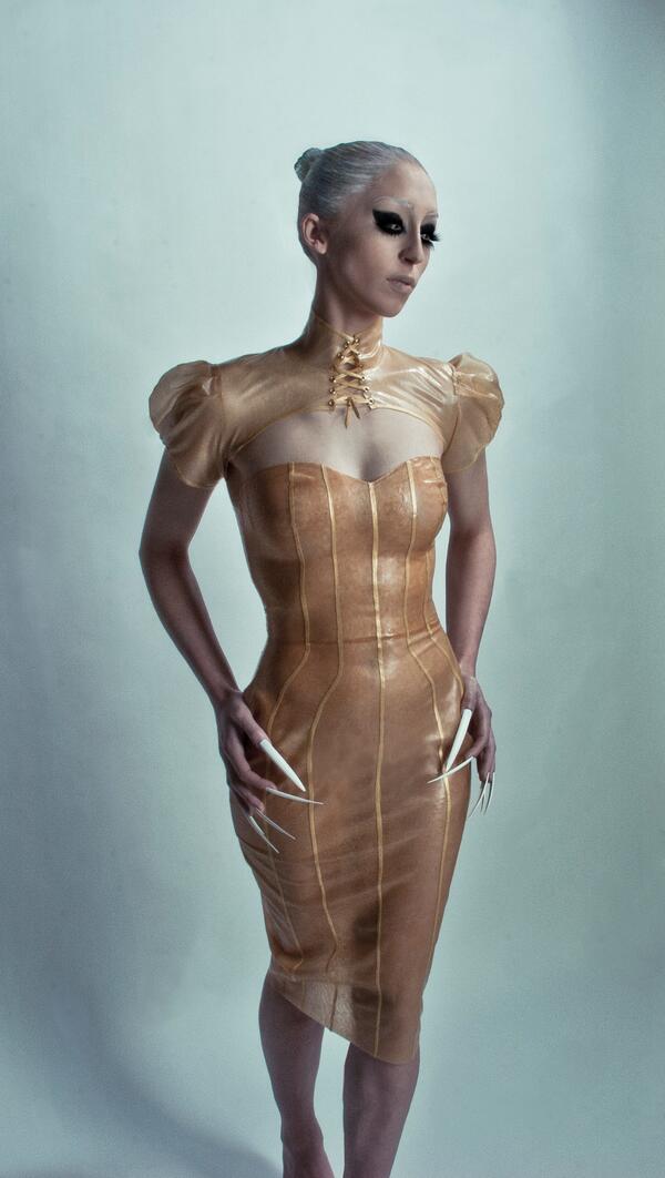 sheer latex dress Tyra Semi-Sheer Latex Mini Dress Purple