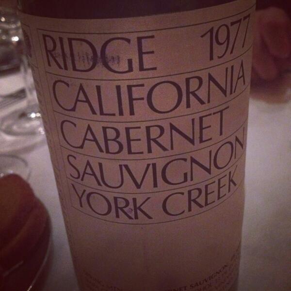 Incredible 1977 Ridge York Creek at Bern's Steakhouse in Tampa @bernssteakhouse <a href="/RidgeVineyards/">Ridge Vineyards</a>