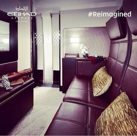 DanniiMinogue's tweet photo. #TheResidenceByEtihad launched today #A380 Only three room cabin in the sky #LoungeDoubleBedBathroom #Reimagine http://t.co/5EeCqixUIj
