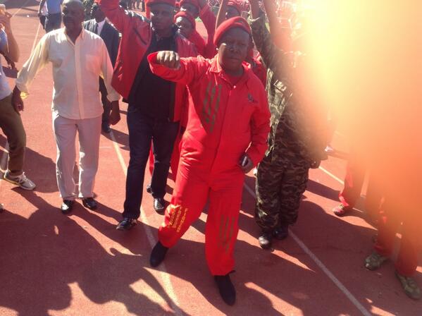 lucasmuthego's tweet photo. @TheRealClementM: The leader of #EFF is here...crowd cheering, screaming. @ANN7tv http://t.co/JyRkk5Uop1