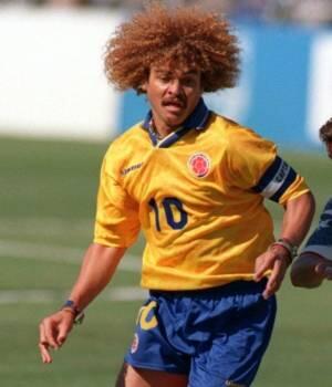 WorldCupUSA94's tweet photo. The #Colombia #worldcup jersey for #USA94 as portrayed by captain @PibeValderramaP http://t.co/bhC3ciZ9C4