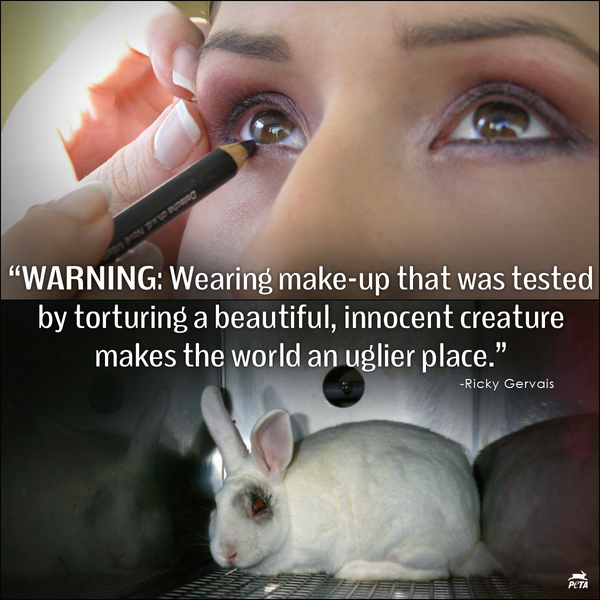peta's tweet photo. Sunday morning wisdom courtesy of @RickyGervais. 

RT if u agree BEAUTY shouldn't have an UGLY side! #StopAnimalTests http://t.co/8GSkzcalSe