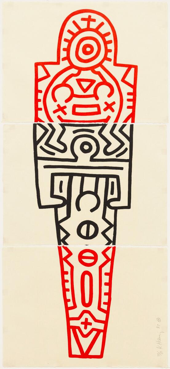 Keith Haring was born today in 1958. Street art meets hieroglyphics in his woodblock "Totem." bit.ly/1nR4FBV