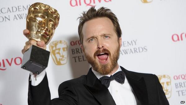 BBCr4today's tweet image. Breaking Bad is first BAFTA winner not to be broadcast on TV. “This is the future&quot;, Aaron Paul tells @ColinGPaterson