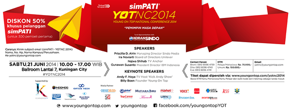 AboutJKT's tweet photo. Event | #YOTNC2014 "pemimpin masa depan" | 21 Juni 2014 | ballroom lt.7 @Kuningan_City http://t.co/7gTTNxnZru #AboutJKT