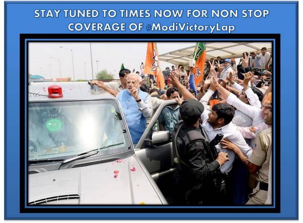TimesNow's tweet image. #ModiVictoryLap to reach Kashi. Stay updated, stay tuned to TIMES NOW #ModiAt7RCR